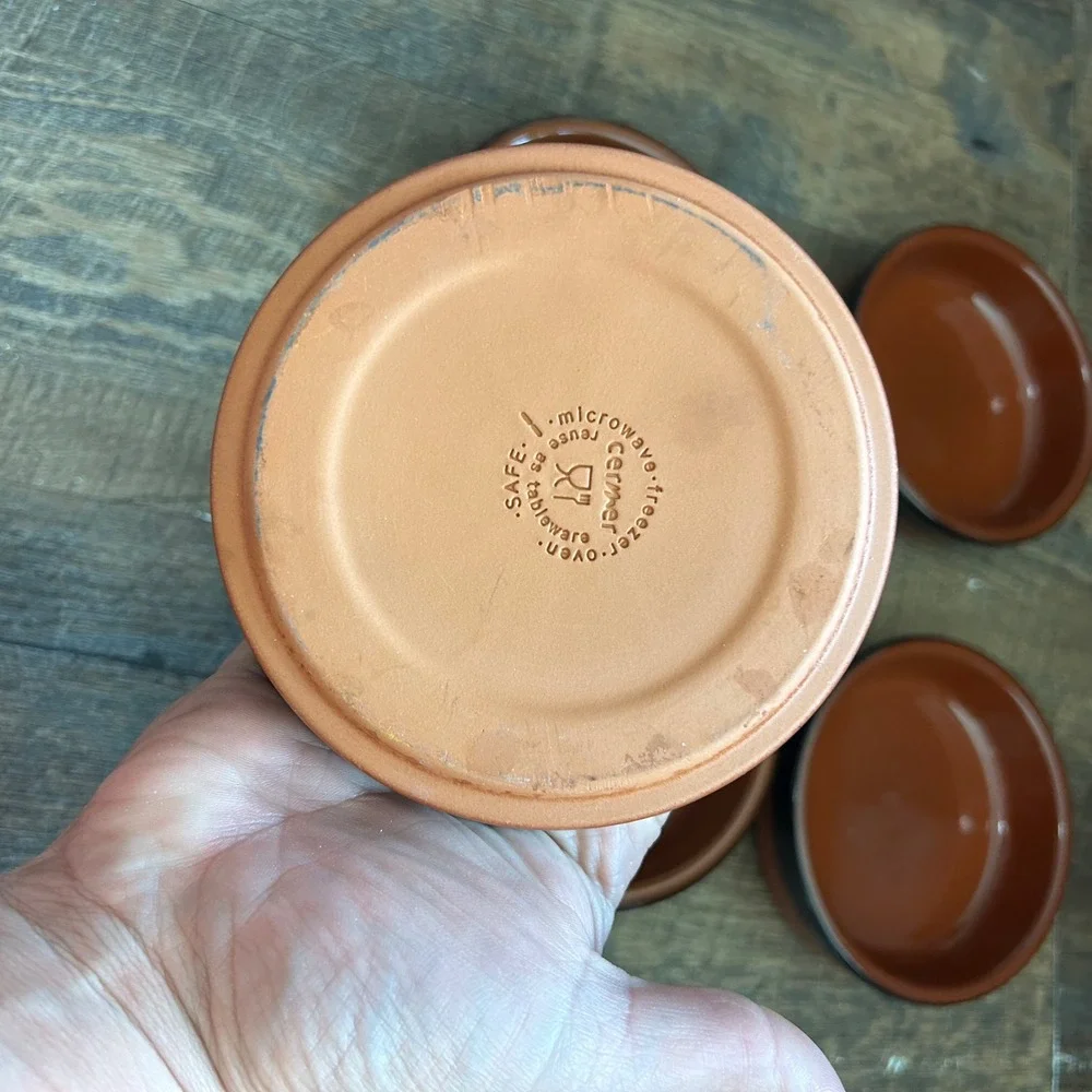 Cermer Terracotta Ramekins Set of 5 Glazed Tapas Dishes Oven Safe 4.5in